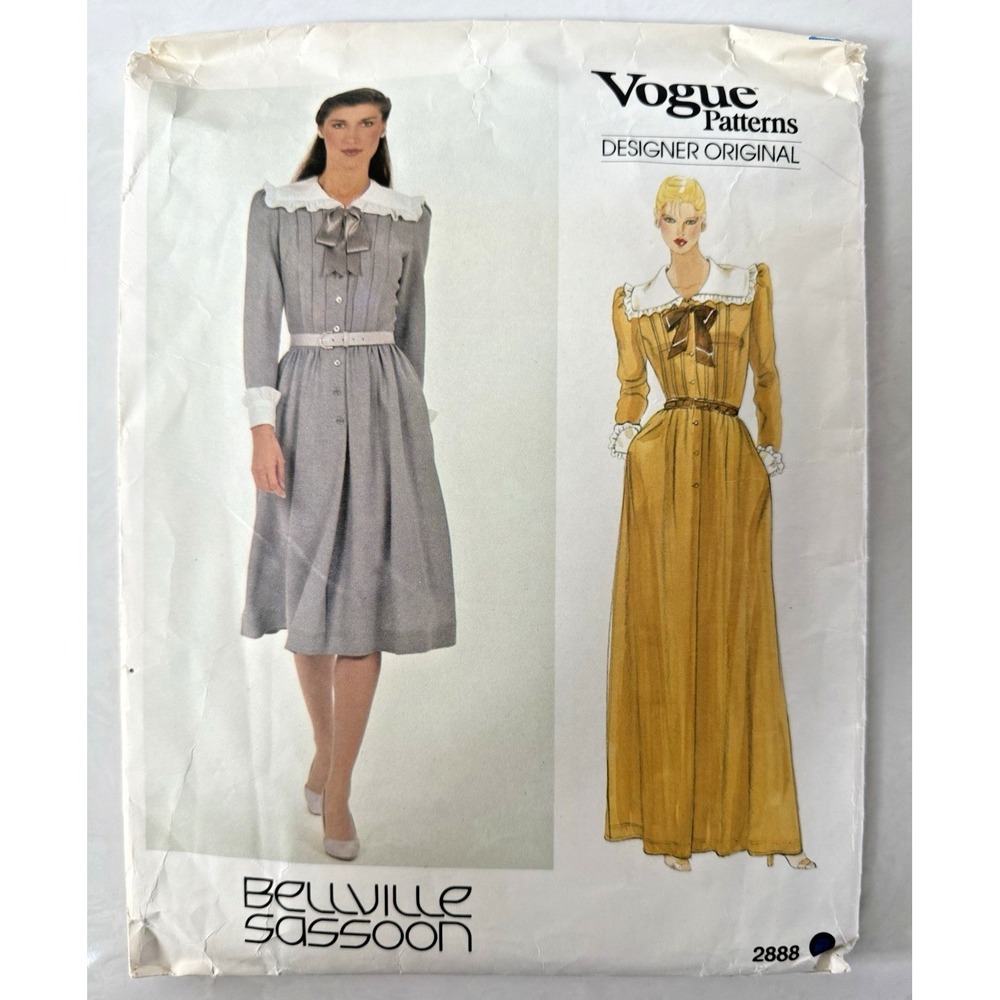 Vogue 2888 Bellville Sassoon Sewing Pattern Dress Two Lengths Size 10 Uncut FF
